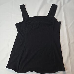 Women's Black Tank Top Large Low Back Princess Seams Dark Fairycore Gothic